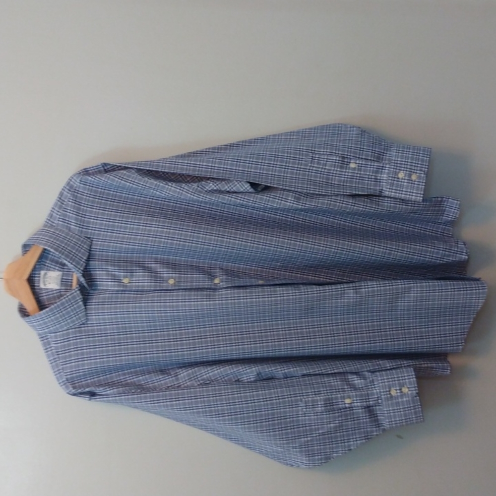 Brooks Brothers Regent Fit Blue/White Glen Check Plaid Shirt 18 - 35 - Picture 2 of 9
